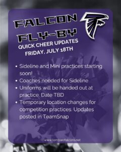 Falcon Fly-By 7/18/25 - Cheer Updates
